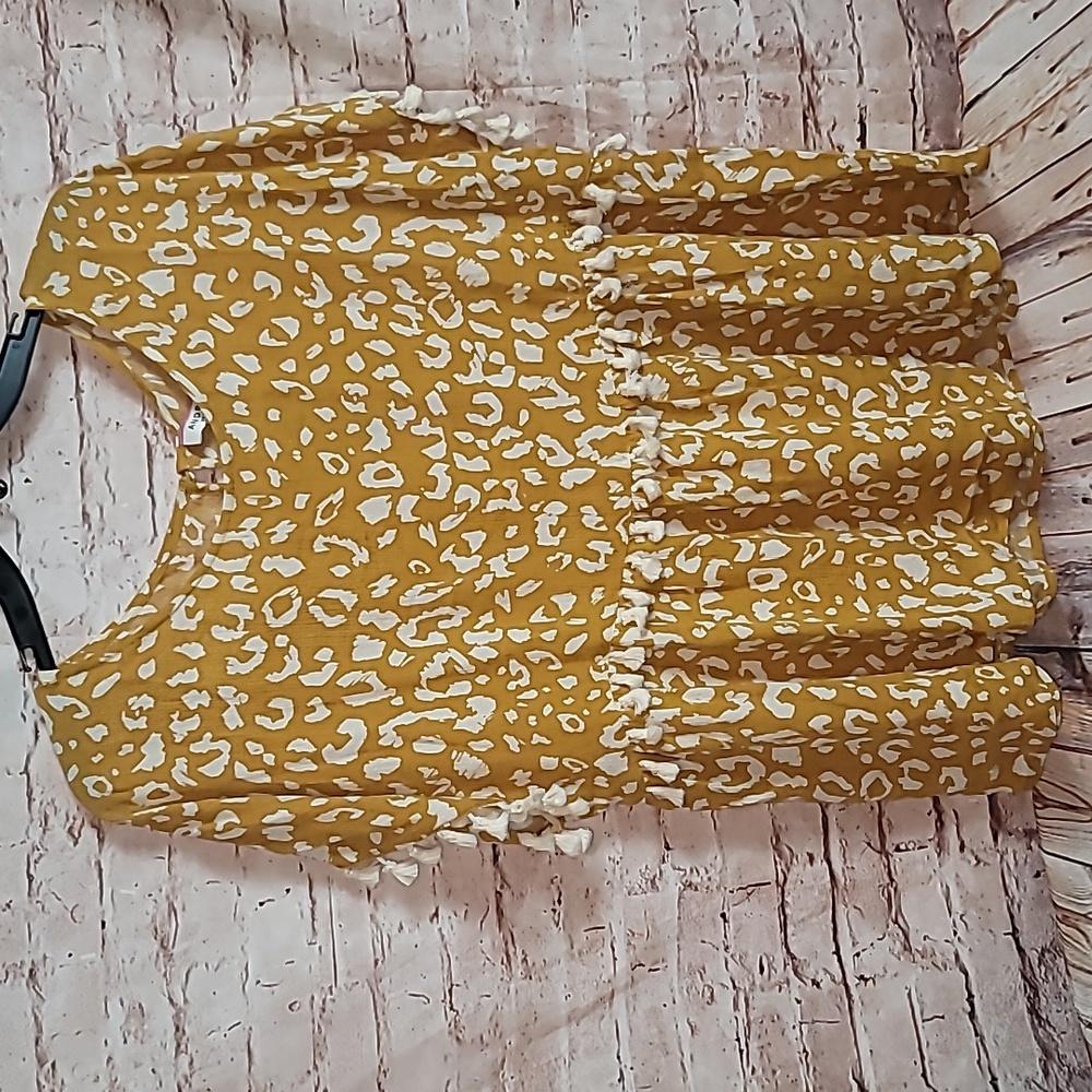 Andree by unit cheetah print fringe top large NWT new with tags